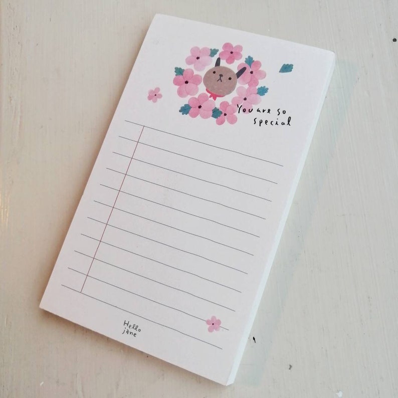 Floral Memo Pad Flower and Dog Korean Notepad 70 Sheets Etsy