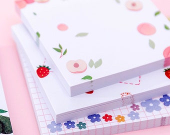 Floral Sticky Notes, Strawberry, Avocado, Peach Sticky Notes, Planner Notes, School Supplies, 80 Sheets