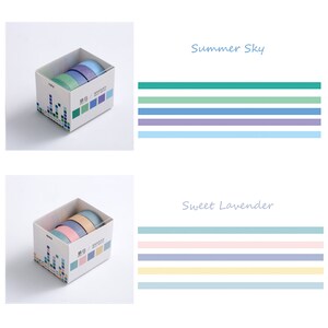 Japanese Watercolour Washi Tape Set, 5 Rolls, Colourful Journal Washi Tape, Scrapbooking Masking Tape Pack, Gift Wrapping Tape image 7