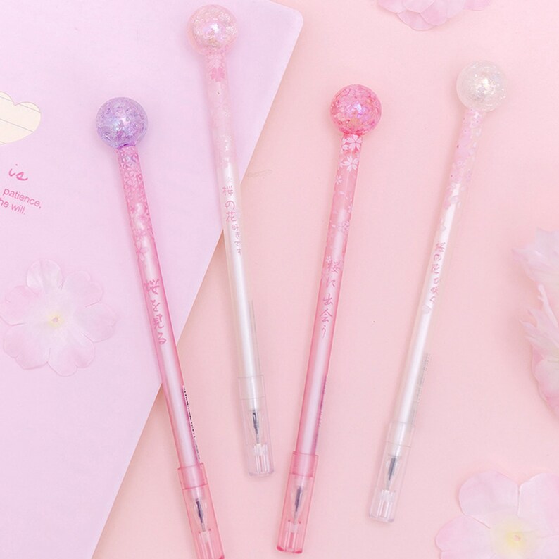 Pink Glitter Pens Japanese Sakura Pen Stationery Gift for Etsy