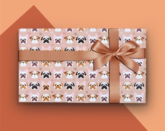 Dog Wrapping Paper Sheet, 70cm x 50cm, Birthday Gift Wrap for Children and Adults
