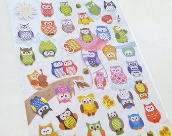 Cute Owl Character Stickers, Multi Colour Owl Stickers, Cute Birdie Stickers, 1 Sheet/42 (Approx.) Owl Faces.