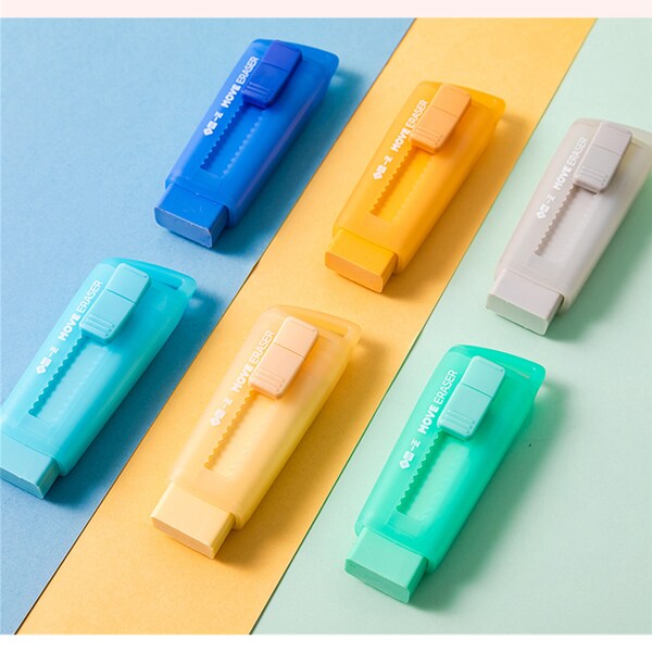 Kawaii Retractable Pencil Eraser, Push & Pull Painting Rubber Eraser, Mechanical Eraser, Back to School Supplies, Cute Stationery Gift