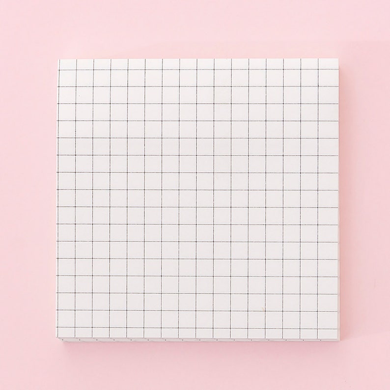 Grid Sticky Notes, Lined Paper Notes, Mini Grid, Lined Design Sticky Notes, Kraft Sticky Notes, Memo Pad, 80 Sheets White Grid