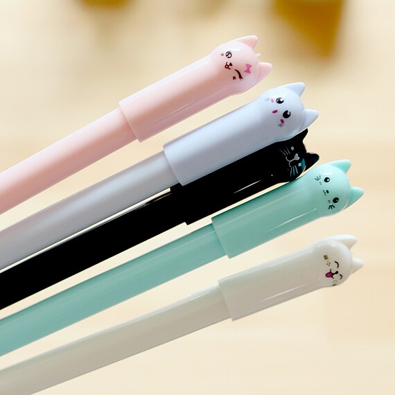 Cute Cat Pens, Kawaii Cat Gel Pen, Novelty Pen, Cat Lover Gift