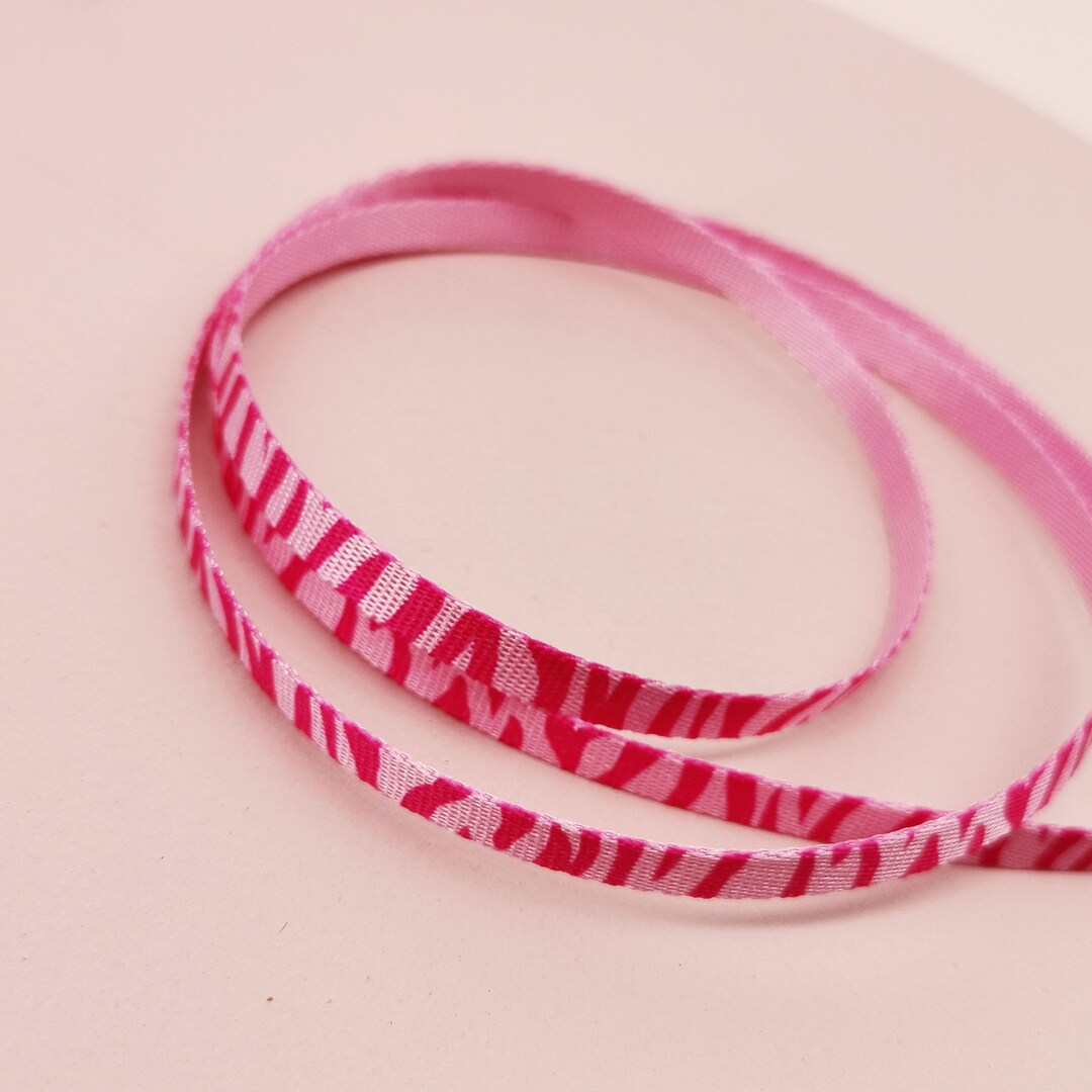 Pink Zebra Print Ribbon Hot Pink Animal Print Ribbon Thin Etsy