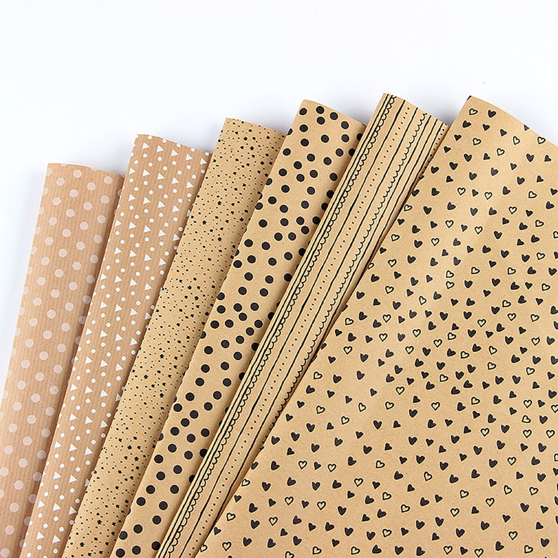 Kraft Brown Wrapping Paper Recyclable Patterned Wrapping Etsy UK