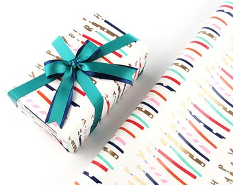 Happy Birthday Wrapping Paper Sheet, Cute Birthday Wrapping Paper, Birthday Gift Wrap, Patterned Wrapping Paper, 50cm x 70cm