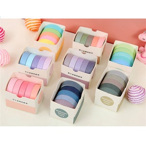 Colourful Washi Tape Set of 5, Patterned or Plain Colour, Journal Washi Tape, Scrapbooking Masking Tape Pack, Gift Wrapping Tape