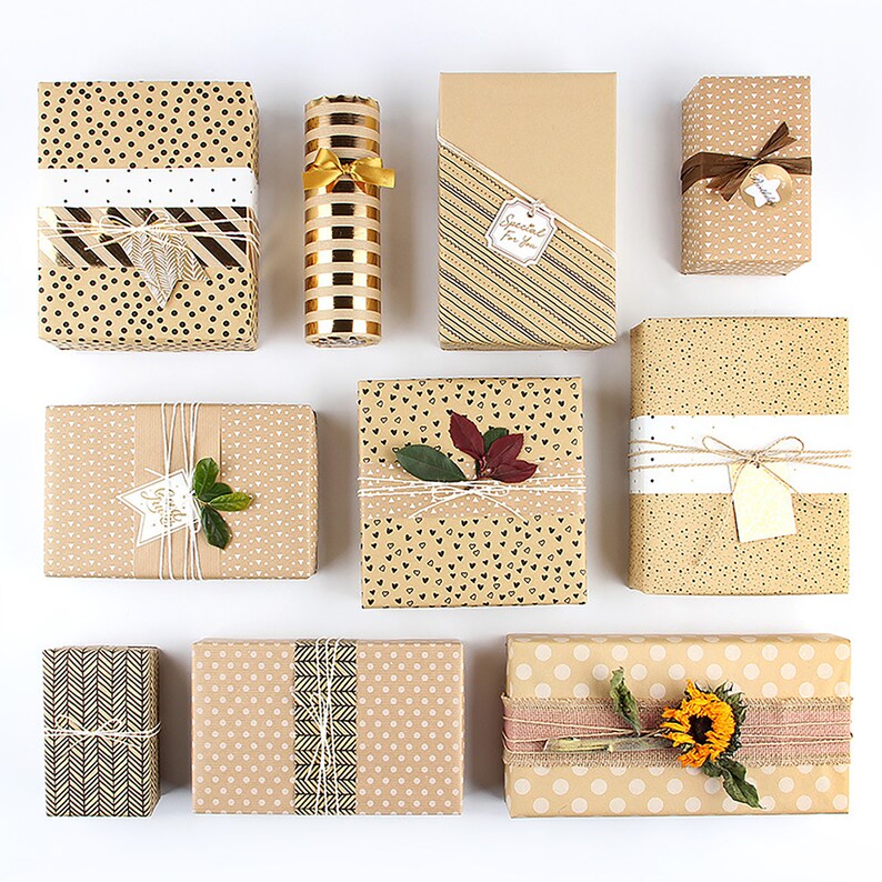 Kraft Brown Wrapping Paper Recyclable Patterned Wrapping Etsy UK