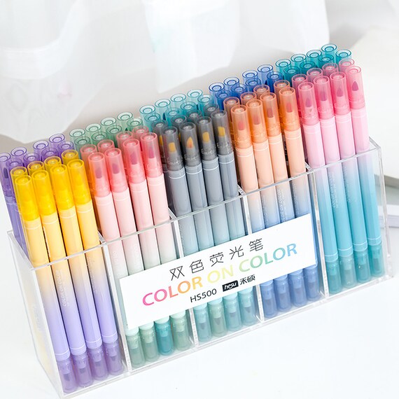 Double End Highlighters, Dual Tip Marker Pens, Highlighters, Thick/thin  Markers, School Supplies, Kawaii Stationery -  Denmark