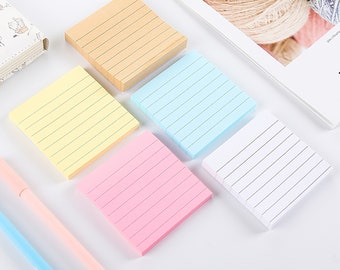 Lined Sticky Notes, Coloured Paper Notes, Mini Lined Pad, Sticky Notes, Pink Sticky Notes, Blue Sticky Notes, Memo Pad, 80 Sheets