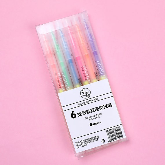 Double End Highlighters, Dual Tip Marker Pens, Highlighters, Thick/thin  Markers, School Supplies, Kawaii Stationery 