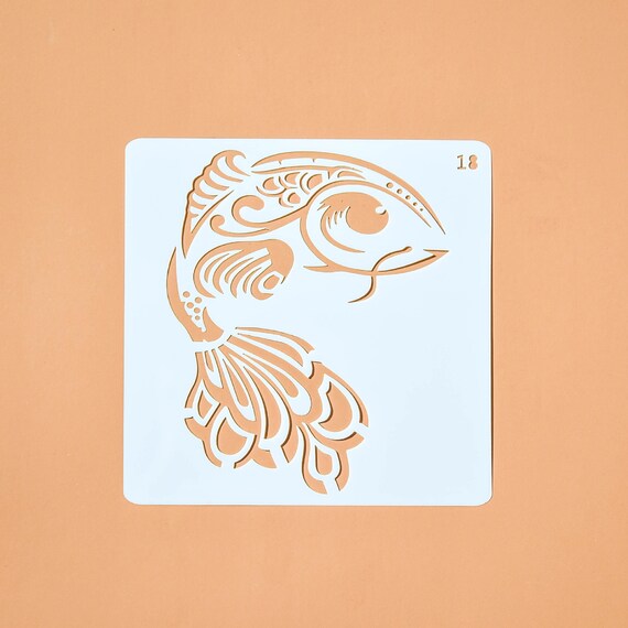 Decorating Stencil Drawing Stencil Gold Fish Stencil Etsy