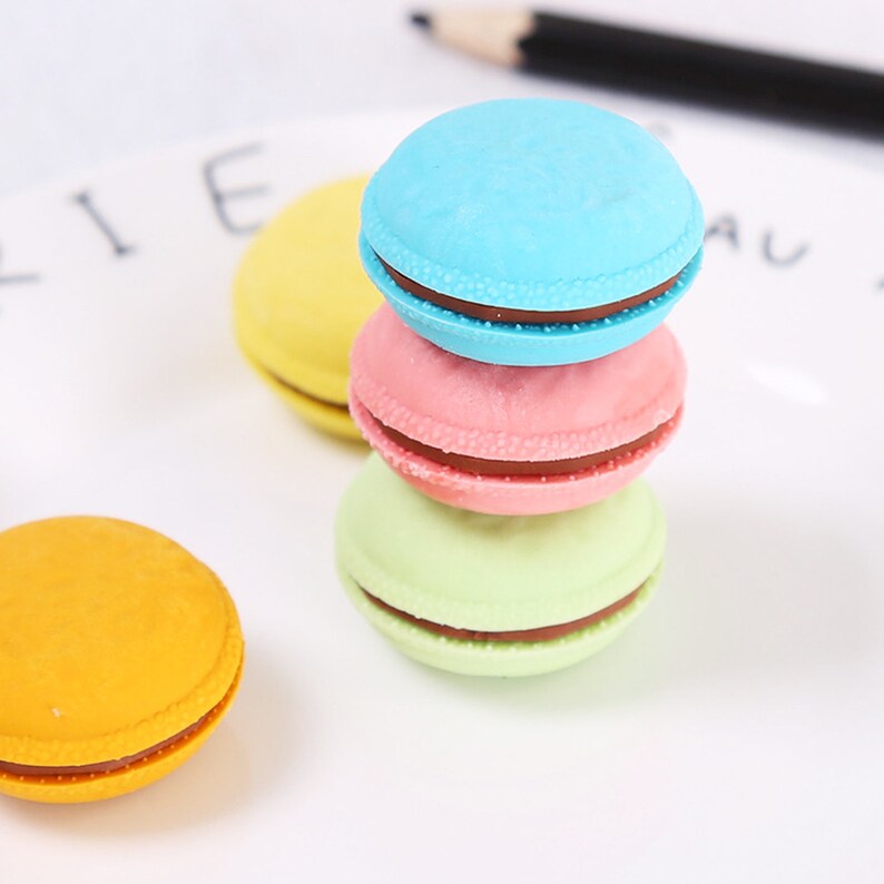 Macaron Eraser Pack Cute Erasers Kawaii Eraser Set School Etsy