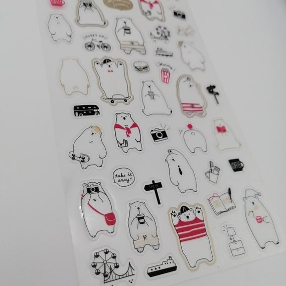 Cute Polar Bear Stickers, Illustrated Stickers, American Travel