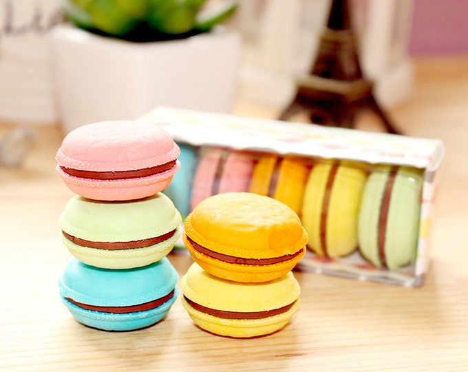 Macaron Eraser Pack Cute Erasers Kawaii Eraser Set School Etsy