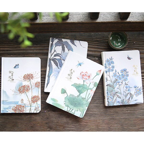 Oriental Water Colour Hard Cover Notebook, Oriental Flower Notebook, Traditional Chinese Notebook, Hard Cover Diary