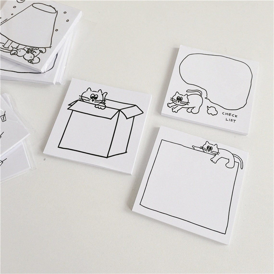 Kawaii Cat Notepads Black and White Note Pad Cute Cat Note | Etsy