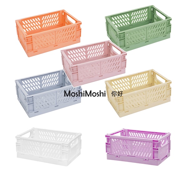 Multipurpose Crates, Collapsible and Stackable Storage, Foldable Craft Basket, Desk Organiser, Space Saving