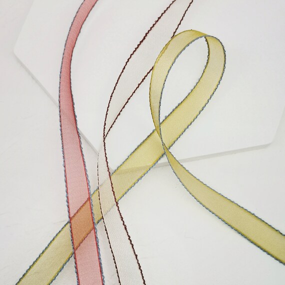 Sheer Ribbon, Ribbon With Sheen Finish, Red, Yellow, White Ribbon for Gift  Wrapping, Ribbon for Hair Accessories, Premium Ribbon. 