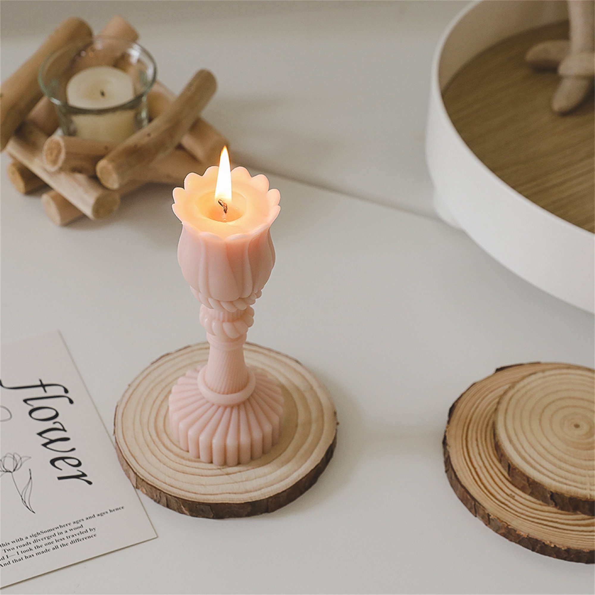 Natural Wood Candle Tray Wooden Cnadle Plate Wooden Branch Etsy UK