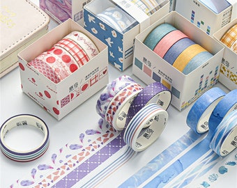 Japanse aquarel Washi Tape Set, 5 rollen, Kleurrijke Journal Washi Tape, Scrapbooking Masking Tape Pack, Cadeauverpakkingstape