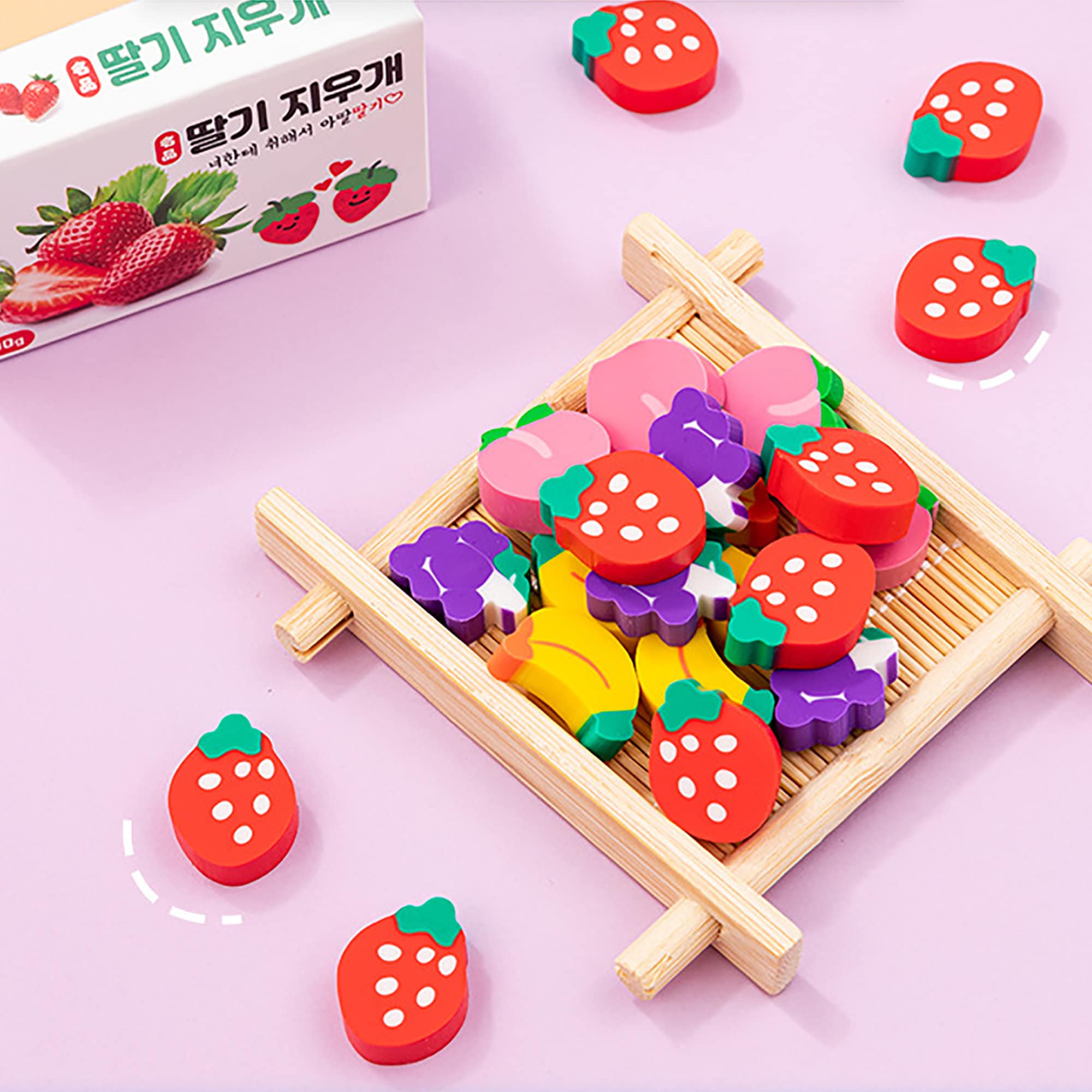 Gomas de borrar divertidas con forma de Mango de fresa de fruta de dibujos  animados para la escuela, bonitos Accesorios de escritorio de papelería