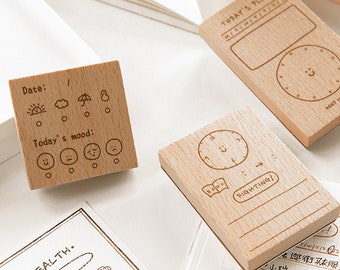 Planner Stamps, To-do list Stamp, Wooden Stamp, Goal Setting Stamp, Mood Tracker Rubber Stamp, Stamps for Organising Planner, Journal