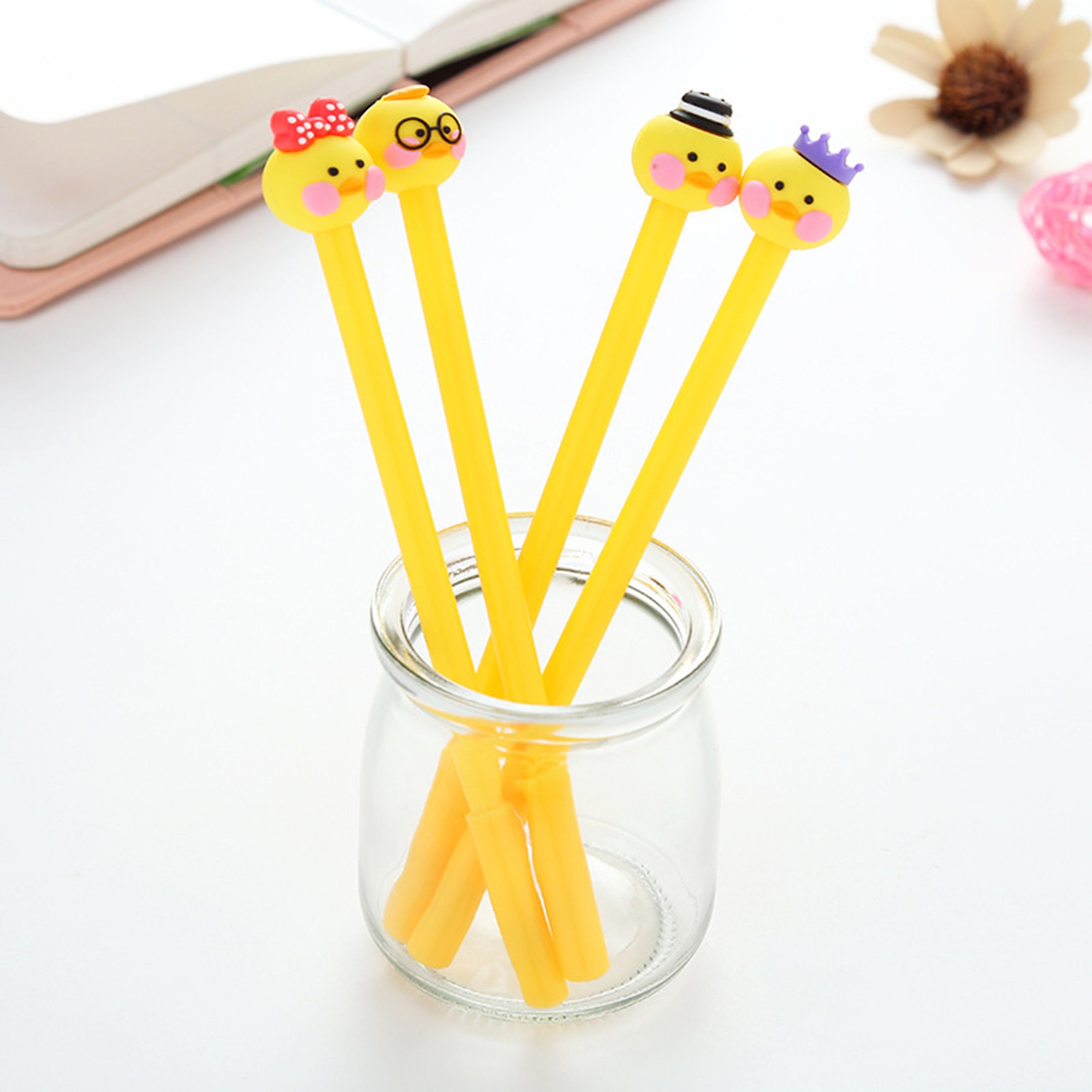 Kawaii Cute stylo Cute Yellow Duck Neutral Pen Desktop Three