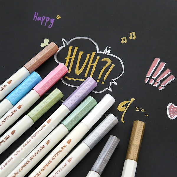 Metallic Brush Pen, Metallic Markers, Brush Pens, Brush Pen Set, Calligraphy Markers, Colourful Brush Pens, Journal Pens, Scrapbooking Pens