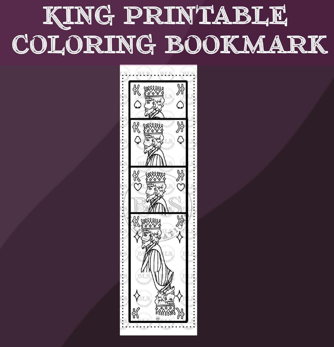 King Bookmark-printable Coloring Bookmark-virtual Bookmark Png-reading ...