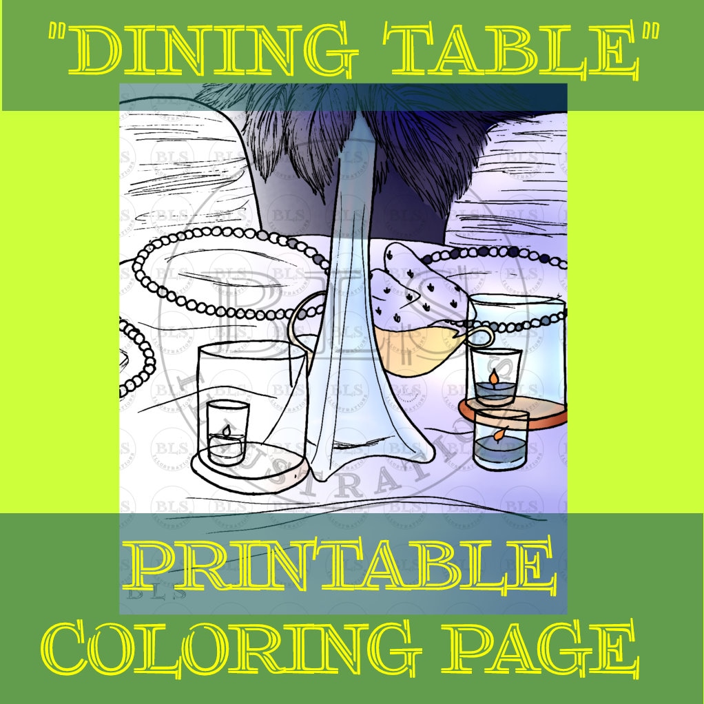 Table à manger à colorier à imprimer Téléchargement numérique Coloriage ...
