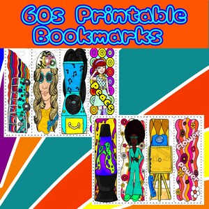 60s Printable Bookmarks-Bookmark Set-Digital Bookmarks-Bookmark Bundle-Unique Bookmarks-Cute Bookmarks