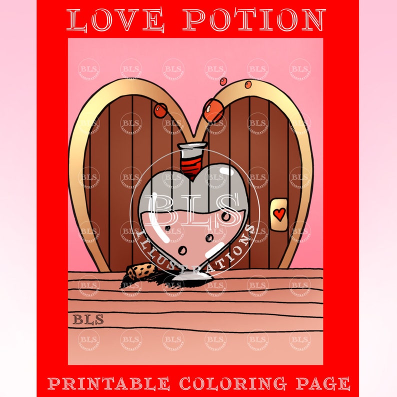 Love Potion Printable Coloring Page Adult Colouring Sheet Holiday ...