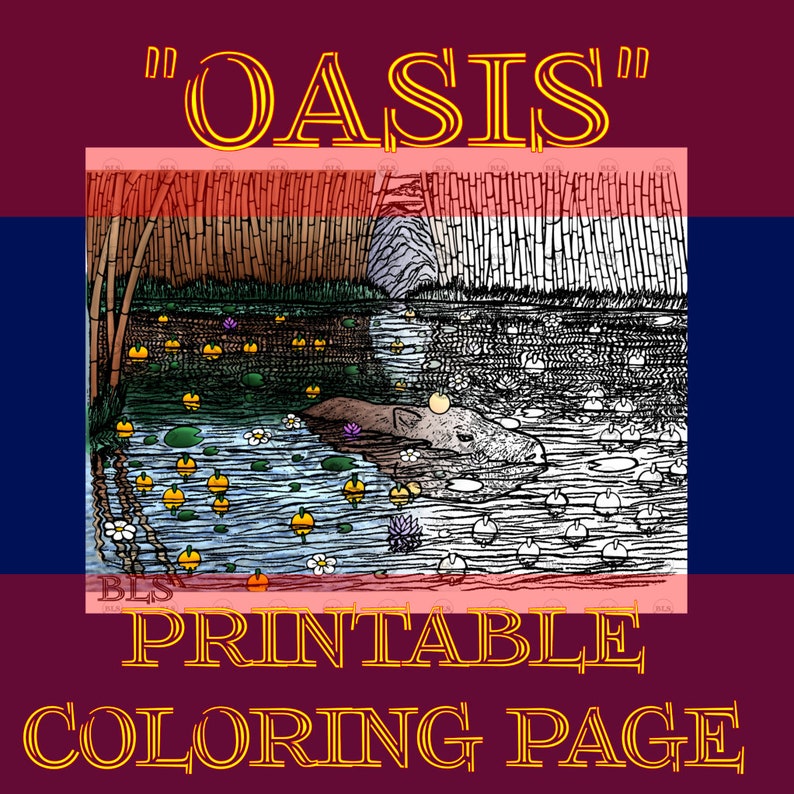 Oasis Printable Coloring Page for Adults Art Therapy Digital Download ...