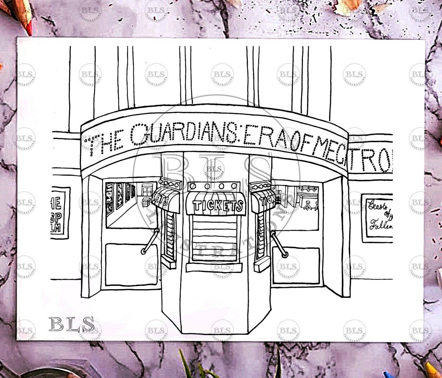 Movie Theatre Printable Coloring Page Coloring Page Adult Coloring ...