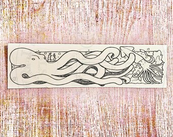 Cephalopods Bookmark-Printable Coloring Page Saver-Virtual Study Aid-Sea Creature Reading Accessory-Book Lover Gift-DIY Library Animal Craft
