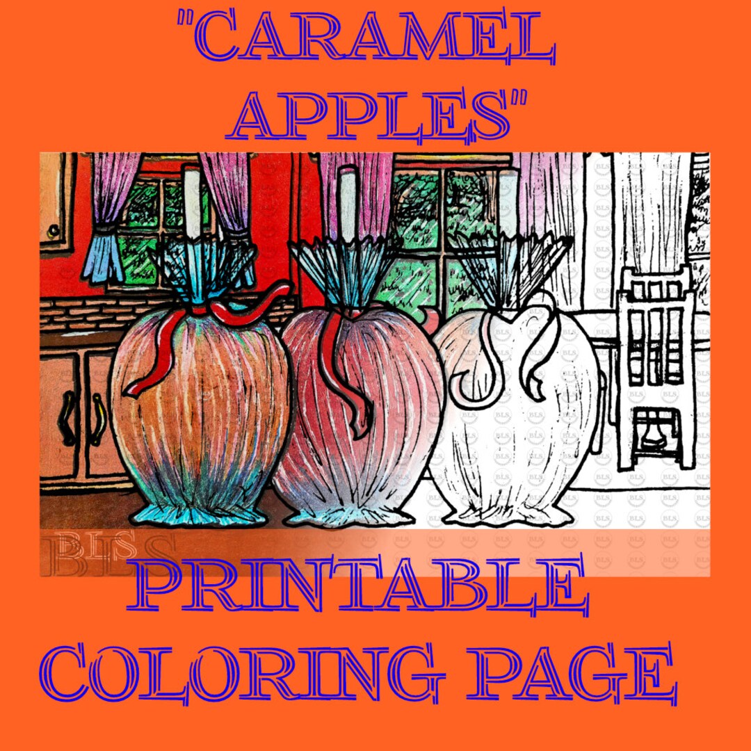 Caramel Apples Printable Coloring Page Coloring Page Adult Coloring ...