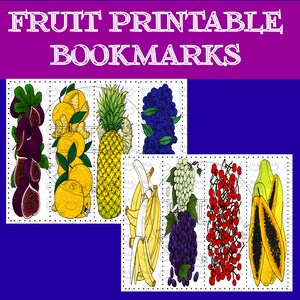 Printable Bookmarks-Fruit Digital Bookmarks-Bookmark PNG-Bookmark Bundle-Bookmark Set-Bookish PNG-Gift for Readers-Unique Bookmarks
