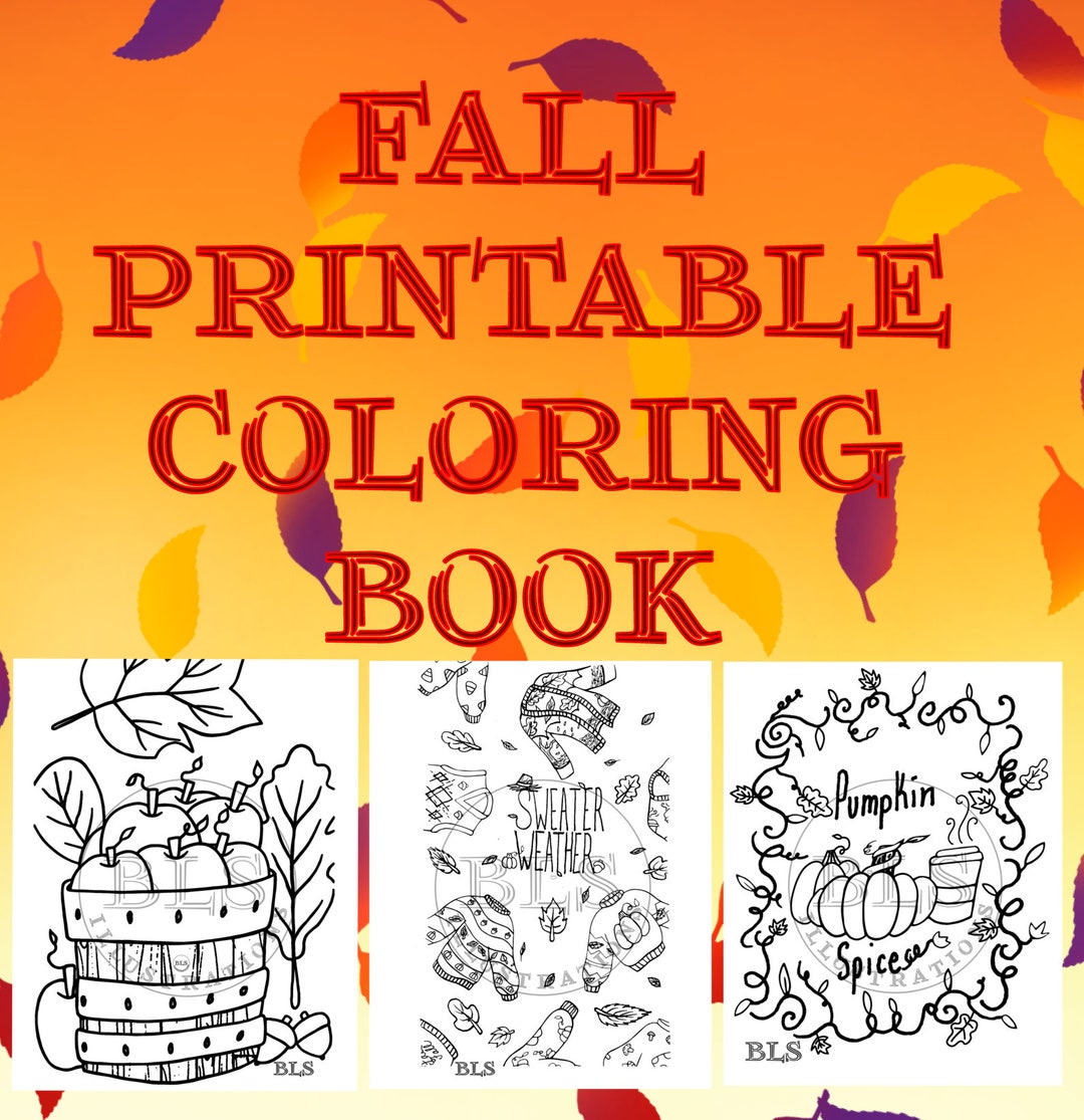Fall Printable Coloring Book Coloring Pages Coloring Sheets Digital ...