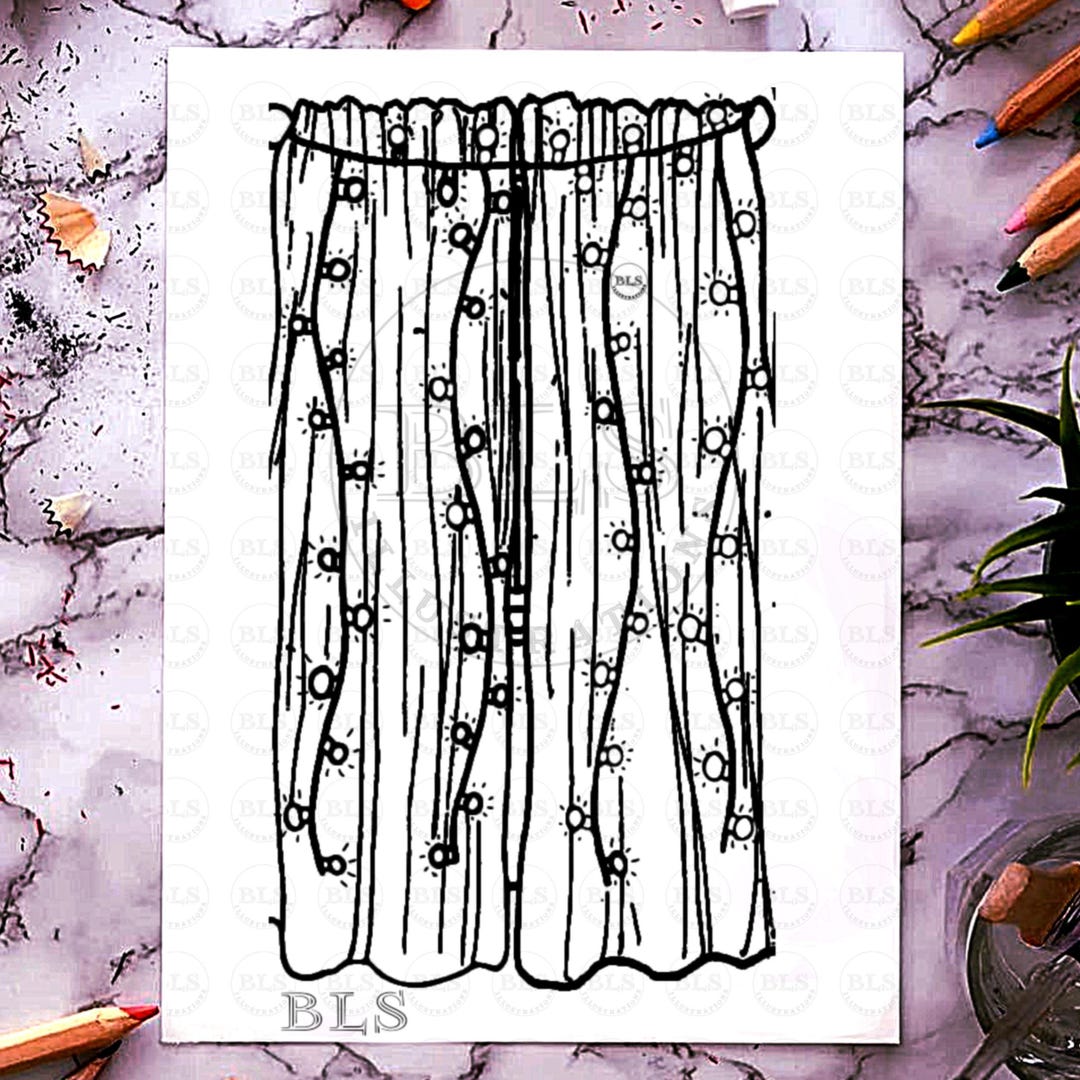 10x8 Coloring Page Digital Download-string Lights Printable Coloring ...