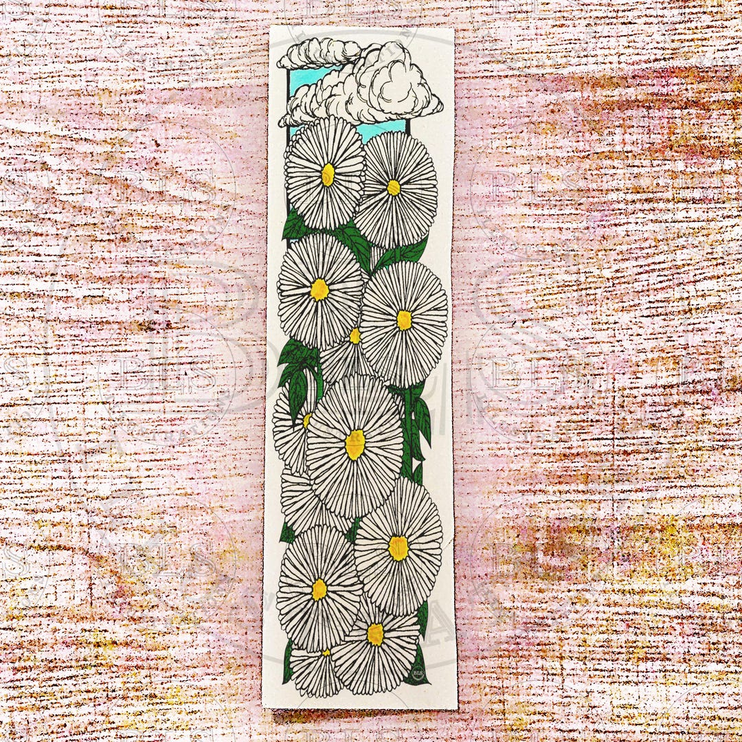 Daisies Bookmark Png-printable Bookmark-virtual Study Aid-floral ...