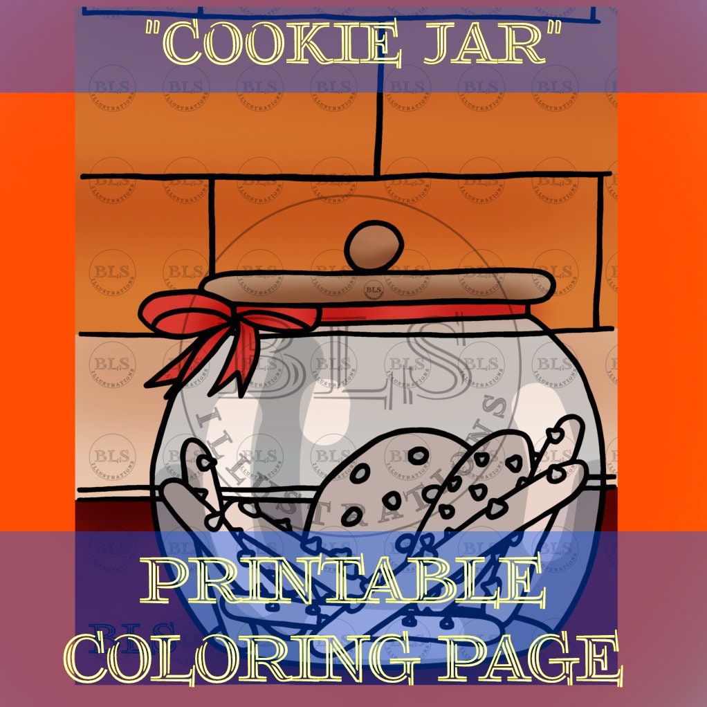 Cookie Jar Printable Coloring Page Digital Download Coloring Page for ...