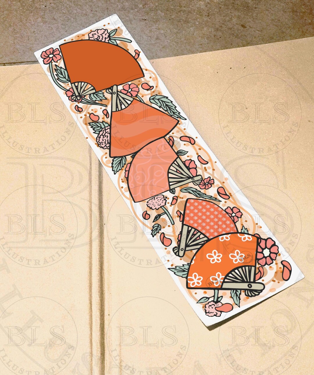 Orange Folding Fan Bookmark-printable Bookmark-virtual Study Aid-book ...