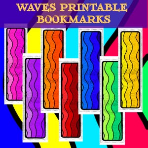 Printable Bookmarks-Waves Digital Bookmarks-Bookmark Set-Bookmark Bundle-Bookmark PNG-Bookmark Design-Bookish PNG-Reading Accessory