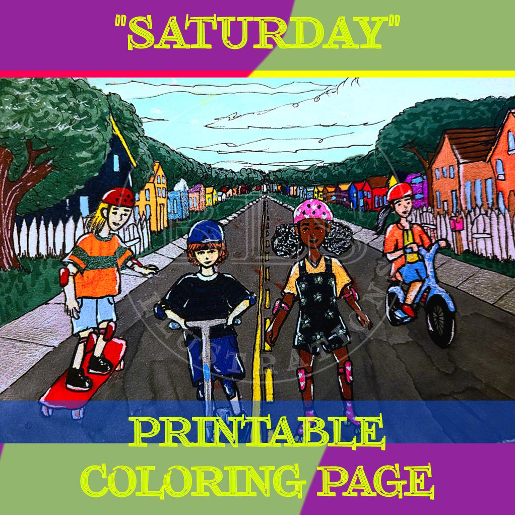Saturday Printable Coloring Page - Etsy