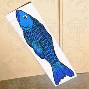 Marcador de Página Peixe Azul - Protetor de Página Imprimível - Acessório de Leitura Virtual Náutico - Presente para Amantes de Livros Digitais Aquáticos - Download Instantâneo de Verão em PNG