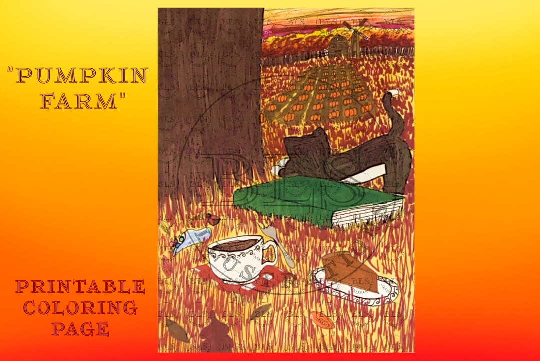 Pumpkin Farm Printable Coloring Page Original Hand Drawn - Etsy