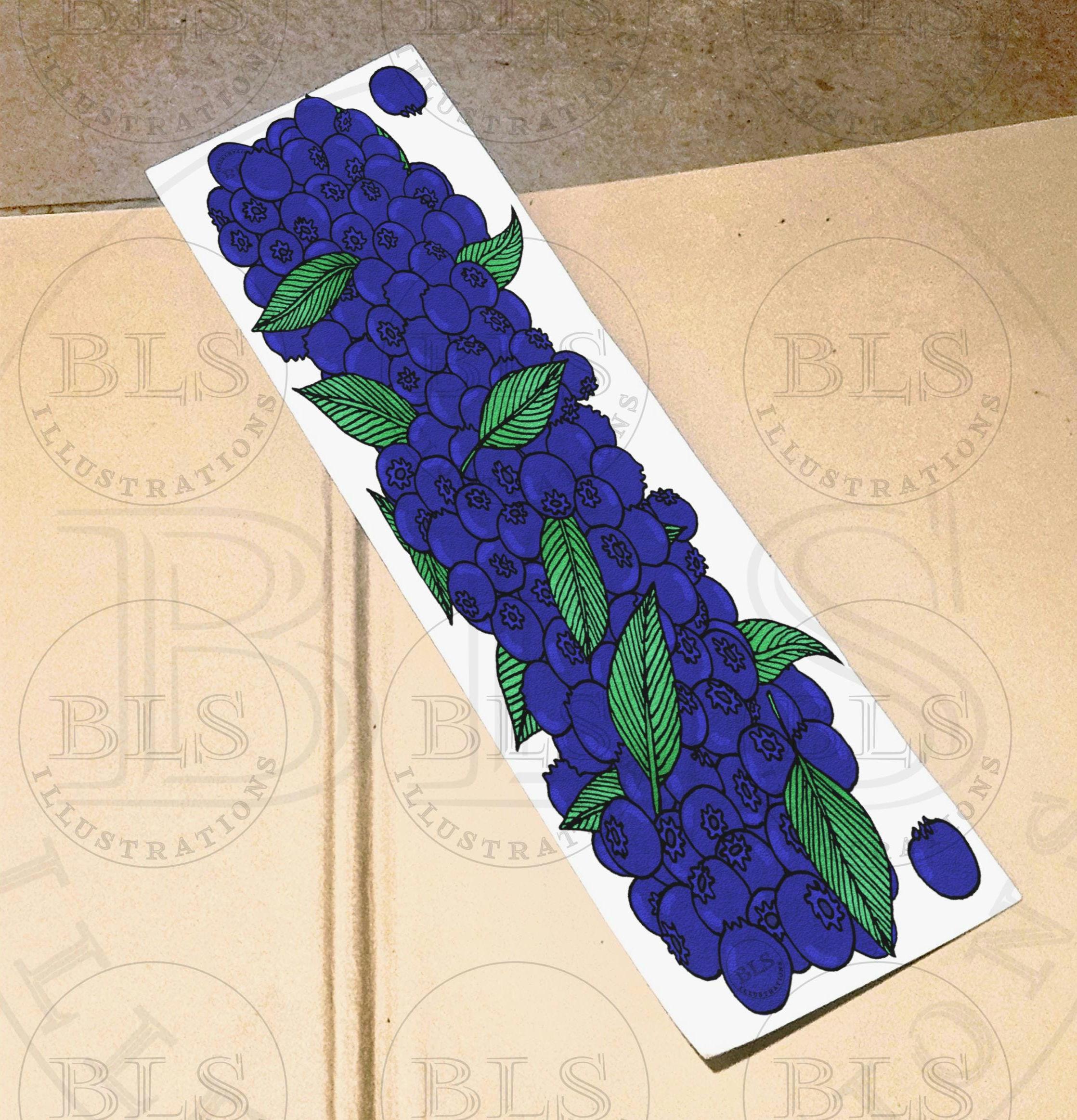 Blueberries Bookmark-printable Bookmark-virtual Bookmark Png-reading ...